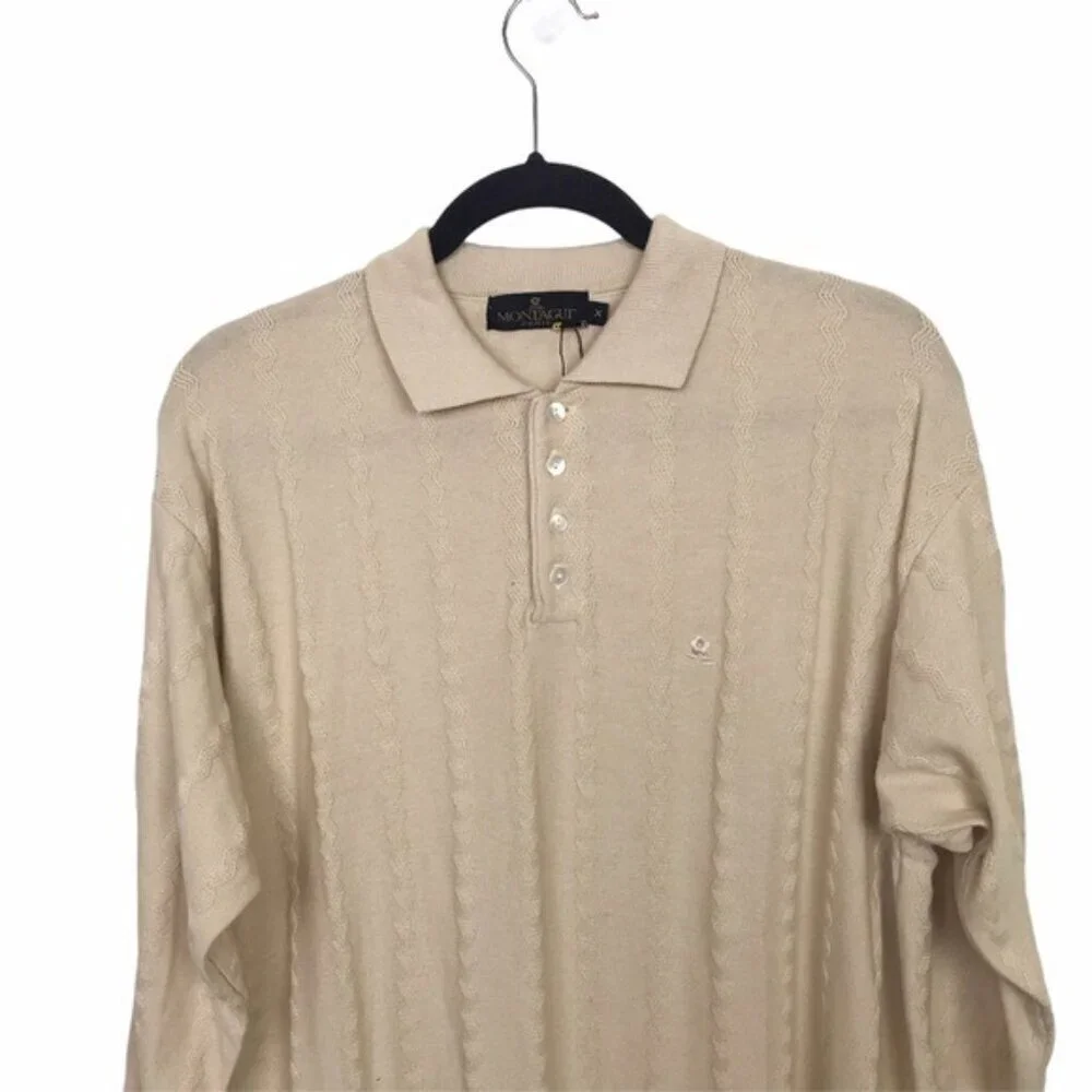 Montagut Paris Beige Cotton Polo Sweater Approx XXL